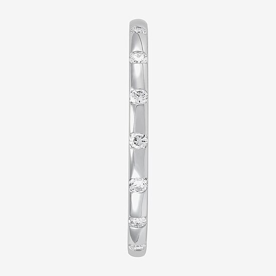 Womens 1/10 CT. T.W. Lab Grown White Diamond 10K White Gold Band