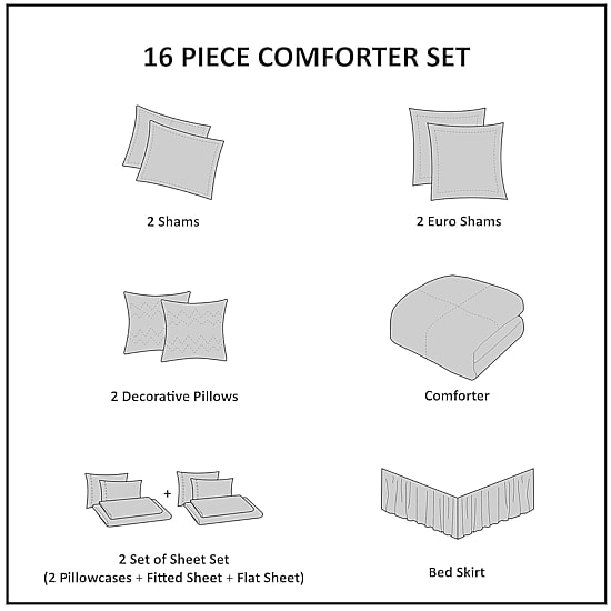 Madison Park Essentials Alexine 16-pc. Complete Bedding Set with Sheets