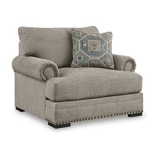 Signature Design by Ashley Galemore Upholstered Oversized Chair in Neutral Gray Brown