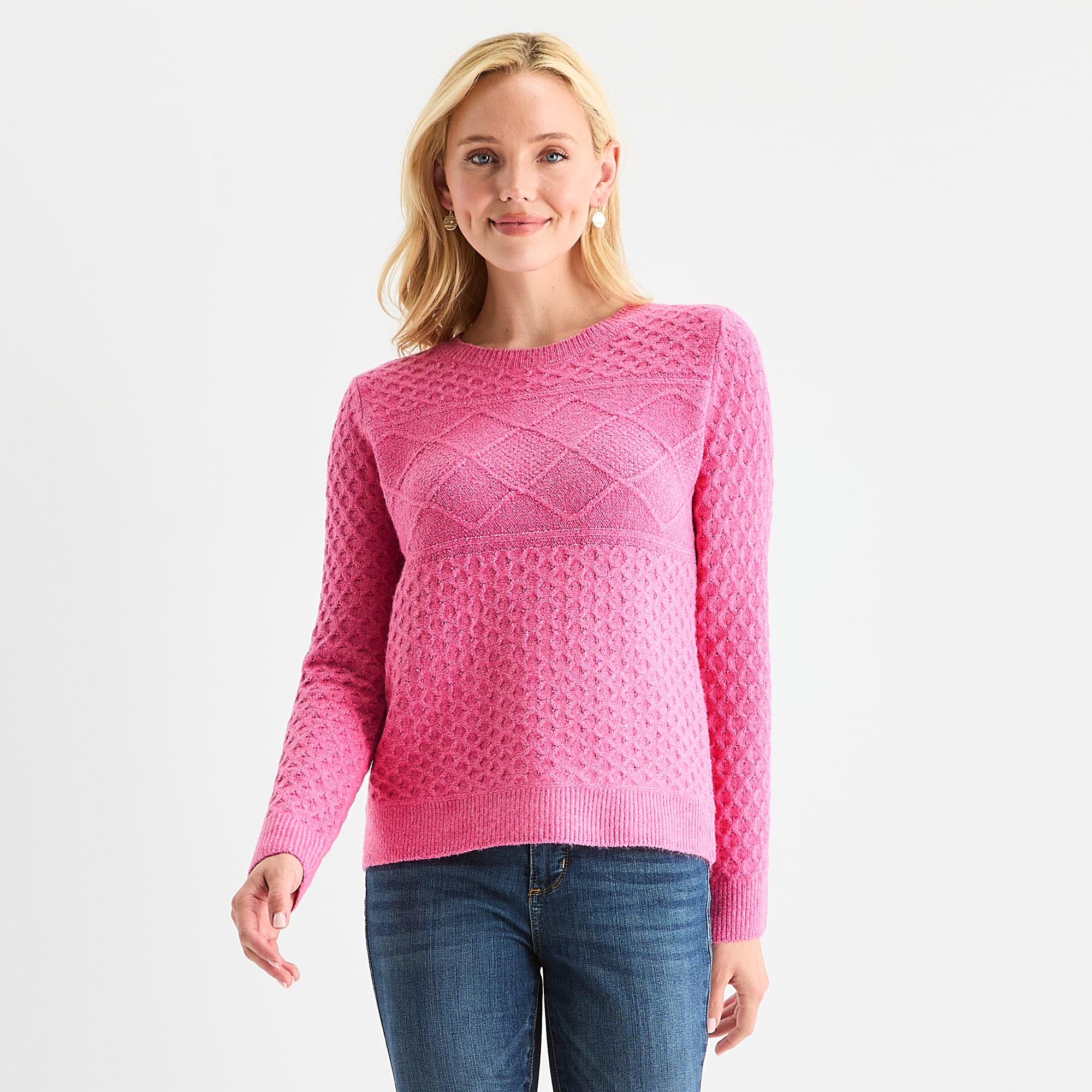 St. John's Bay Womens Crew Neck Long Sleeve Pullover Sweater
