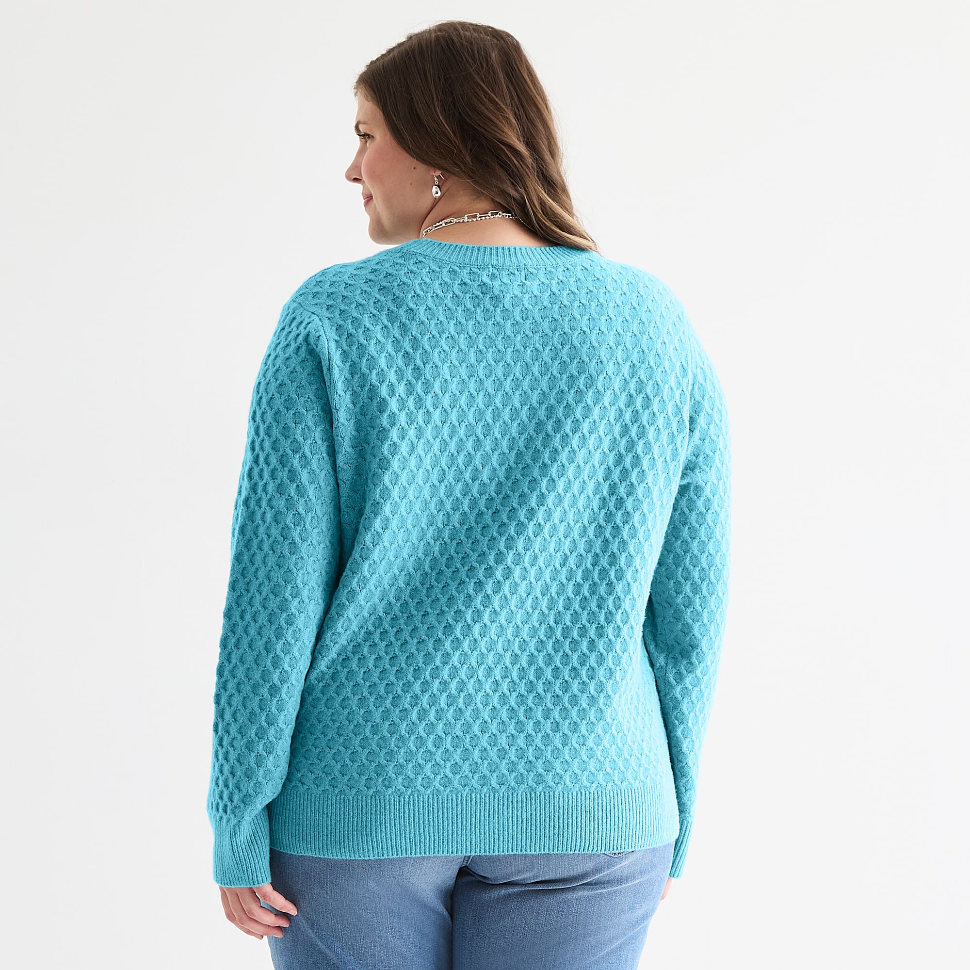 St. John's Bay Plus Womens Crew Neck Long Sleeve Pullover Sweater