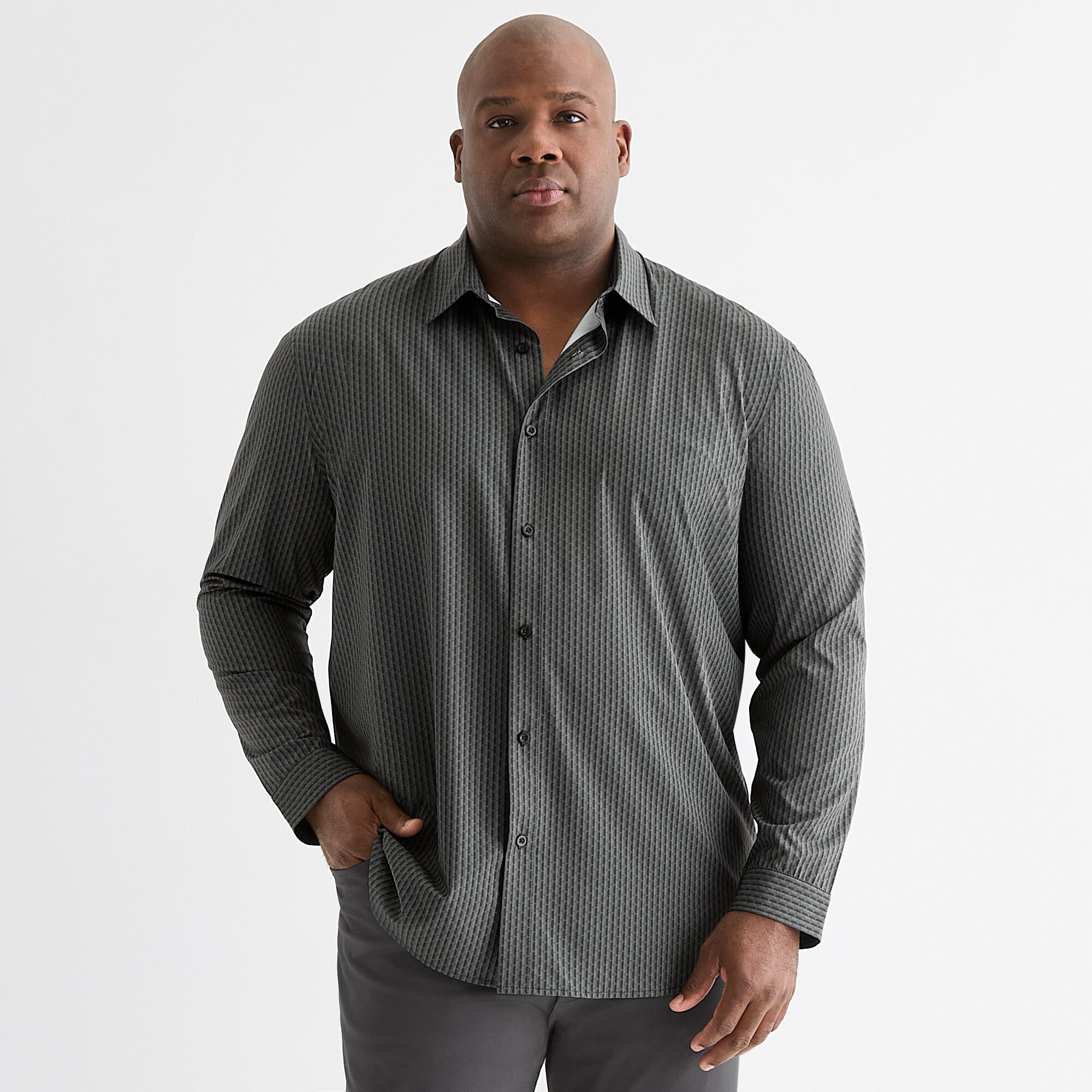 Stylus Mens Long Sleeve Regular Fit Big and Tall Button-Down Shirt
