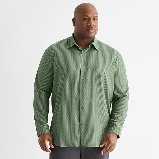 Stylus Mens Long Sleeve Regular Fit Big and Tall Button-Down Shirt