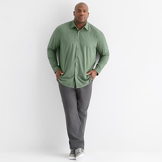 Stylus Mens Long Sleeve Regular Fit Big and Tall Button-Down Shirt