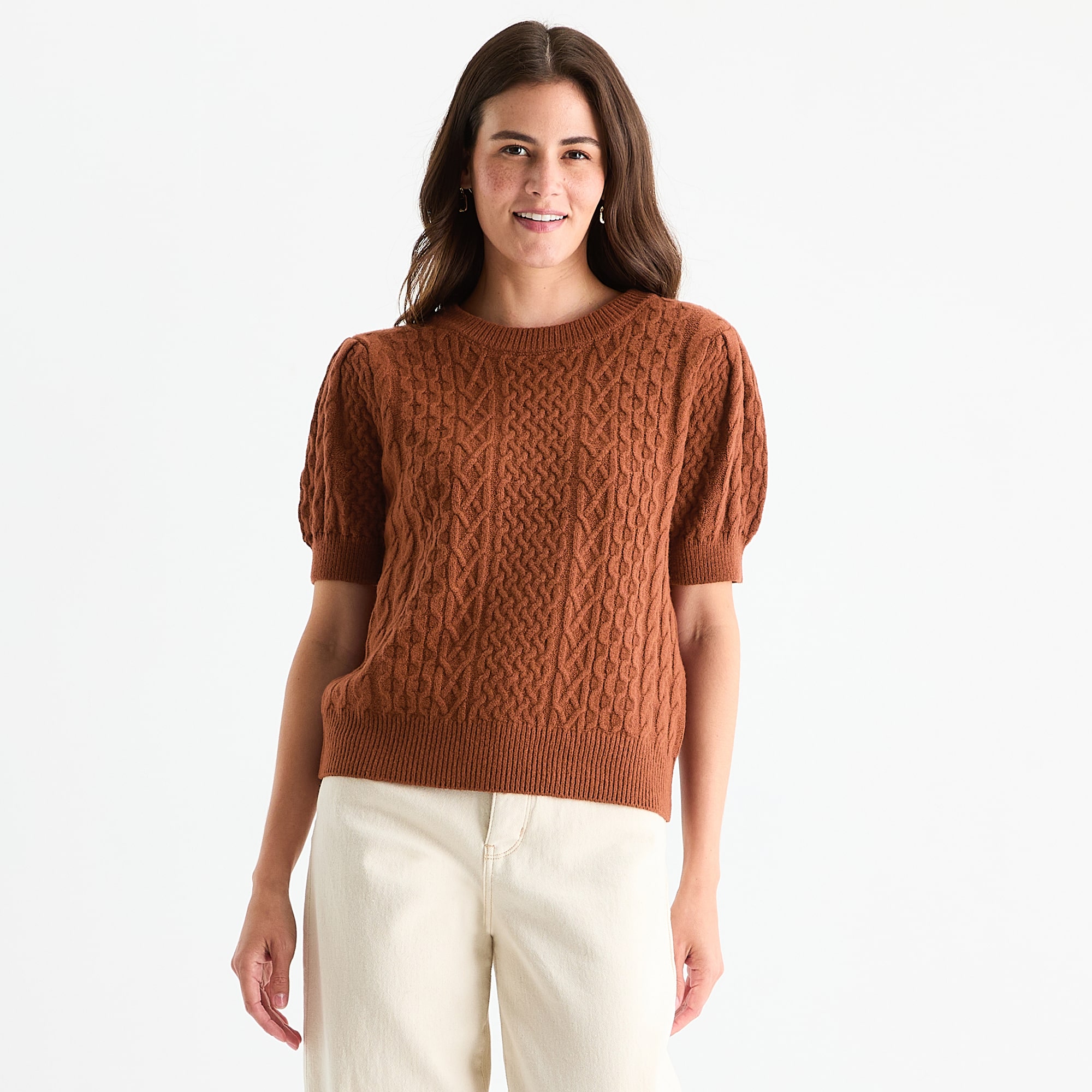 St. John's Bay Womens Crew Neck Short Sleeve Pullover Sweater