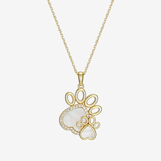 Womens White Mother Of Pearl 18K Gold Over Silver 18 Inch Pendant Necklace