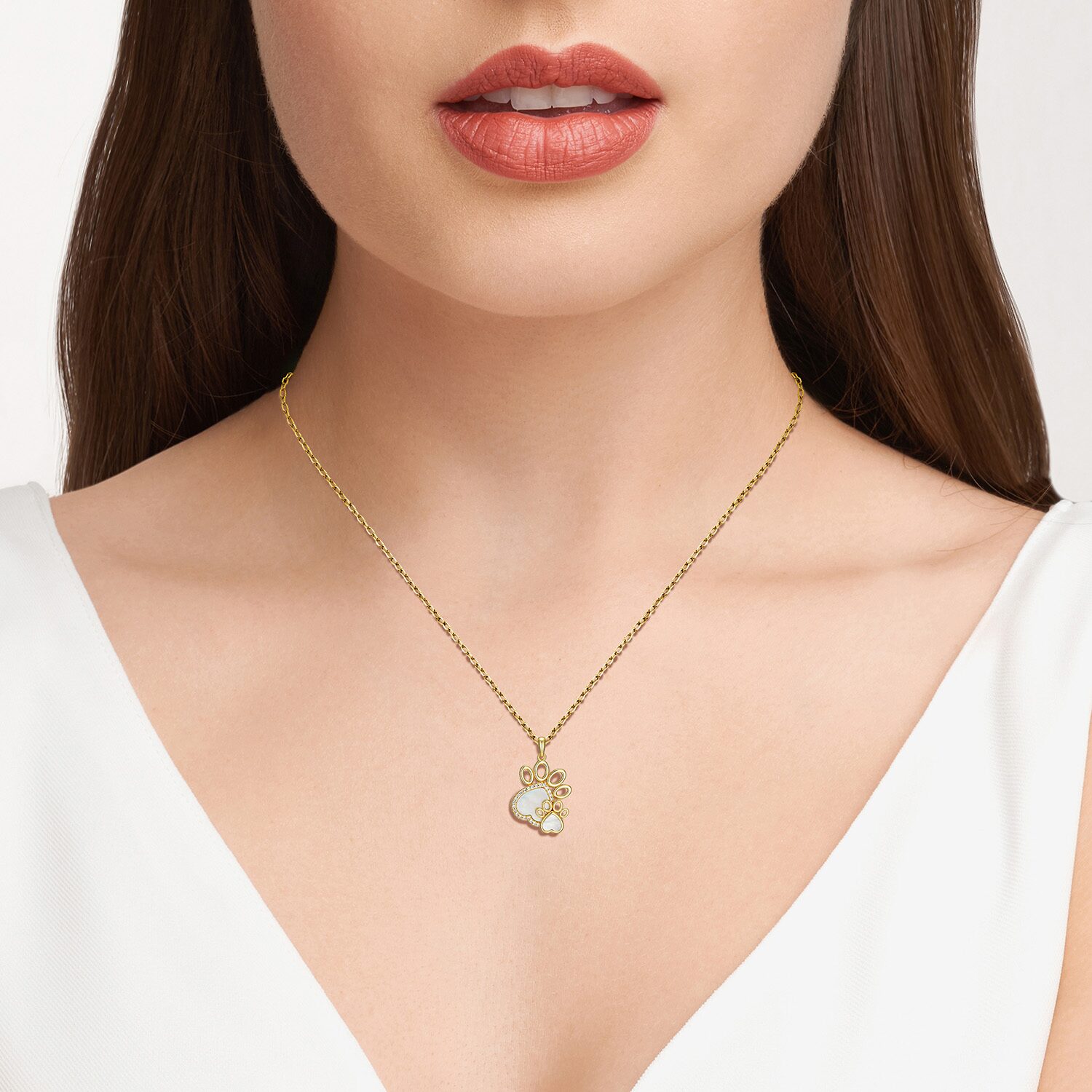 Womens White Mother Of Pearl 18K Gold Over Silver 18 Inch Pendant Necklace