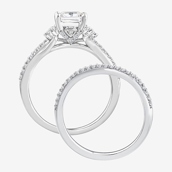 (F / Vs2) Womens 1 3/8 CT. T.W. Lab Grown White Diamond 10K Gold Side Stone Bridal Set