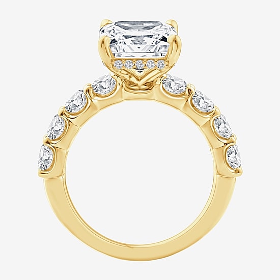 Signature By Modern Bride (F / Vs2) Womens 6 1/2 Ct. T.W. Lab Grown White Diamond 14K Gold Rectangular Side Stone Engagement Ring