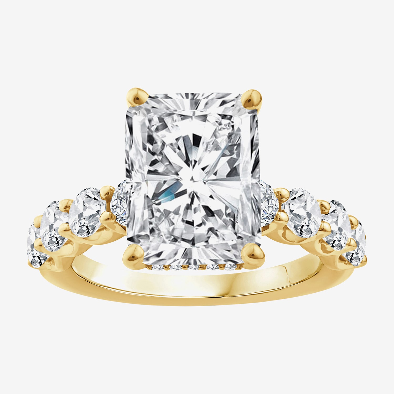 Signature By Modern Bride (F / Vs2) Womens 6 1/2 Ct. T.W. Lab Grown White Diamond 14K Gold Rectangular Side Stone Engagement Ring