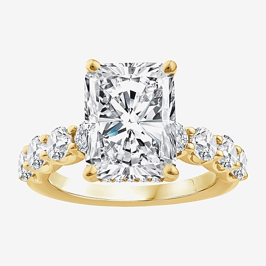 Signature By Modern Bride (F / Vs2) Womens 6 1/2 Ct. T.W. Lab Grown White Diamond 14K Gold Rectangular Side Stone Engagement Ring