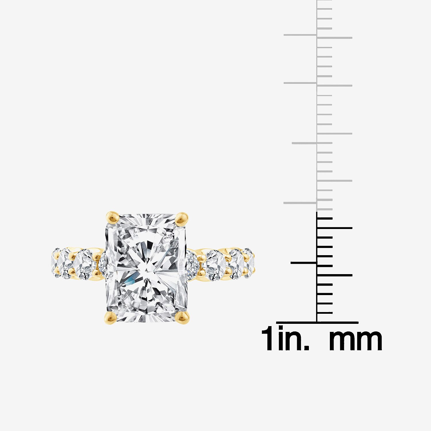Signature By Modern Bride (F / Vs2) Womens 6 1/2 Ct. T.W. Lab Grown White Diamond 14K Gold Rectangular Side Stone Engagement Ring