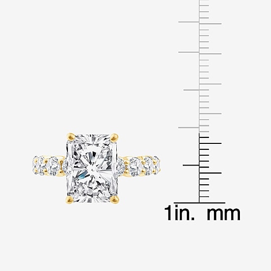 Signature By Modern Bride (F / Vs2) Womens 6 1/2 Ct. T.W. Lab Grown White Diamond 14K Gold Rectangular Side Stone Engagement Ring