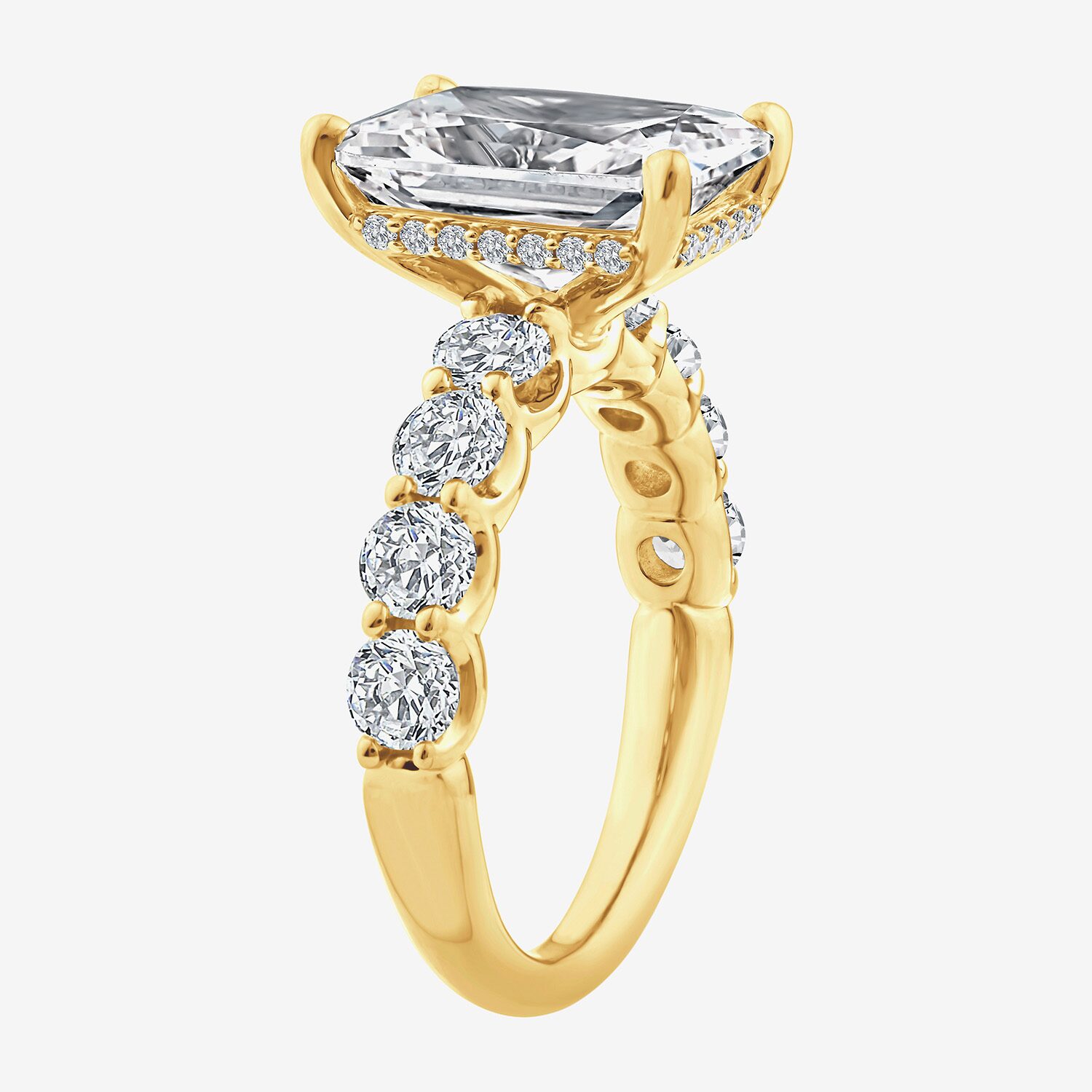 Signature By Modern Bride (F / Vs2) Womens 6 1/2 Ct. T.W. Lab Grown White Diamond 14K Gold Rectangular Side Stone Engagement Ring