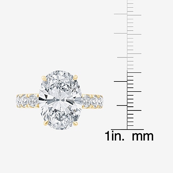 Signature By Modern Bride (F / Vs2) Womens 8 1/2 Ct. T.W. Lab Grown White Diamond 14K Gold Oval Side Stone Engagement Ring