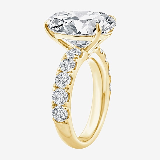 Signature By Modern Bride (F / Vs2) Womens 8 1/2 Ct. T.W. Lab Grown White Diamond 14K Gold Oval Side Stone Engagement Ring