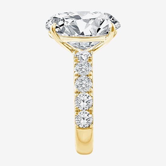 Signature By Modern Bride (F / Vs2) Womens 8 1/2 Ct. T.W. Lab Grown White Diamond 14K Gold Oval Side Stone Engagement Ring
