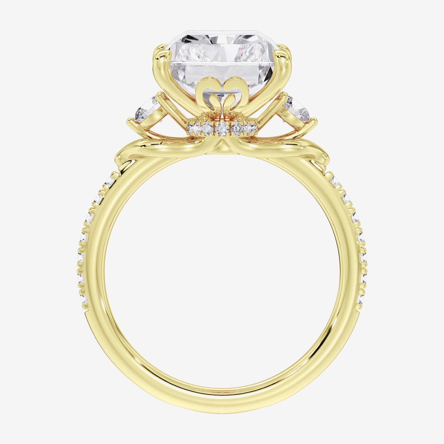 Grown Gorgeous (F / Vs2) Womens 7 Ct.T.W. Lab White Diamond 14K Gold Rectangular Side Stone Engagement Ring
