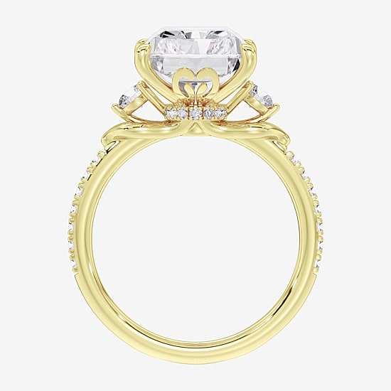 Grown Gorgeous (F / Vs2) Womens 7 Ct.T.W. Lab Grown White Diamond 14K Gold Rectangular Side Stone Engagement Ring