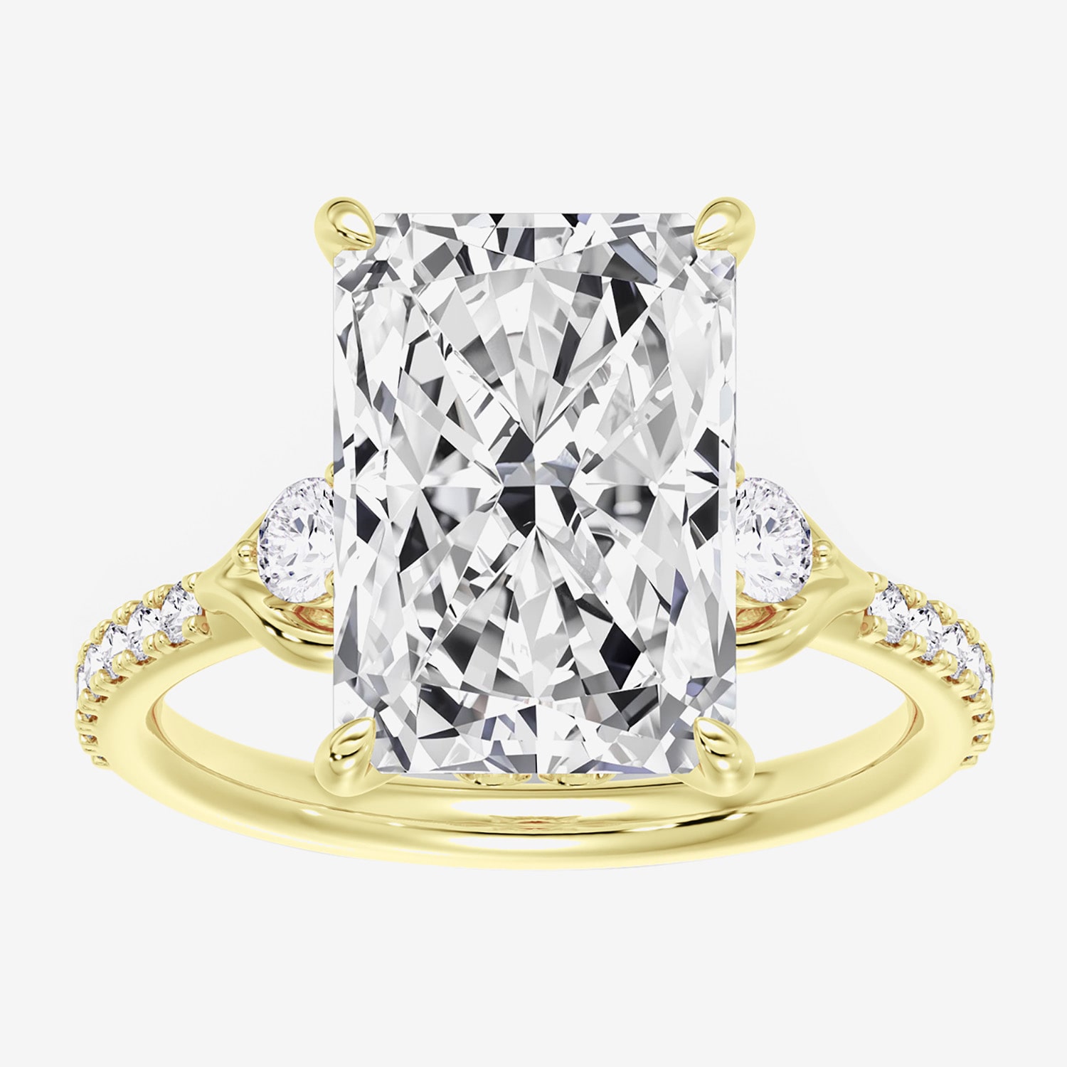 Grown Gorgeous (F / Vs2) Womens 7 Ct.T.W. Lab White Diamond 14K Gold Rectangular Side Stone Engagement Ring