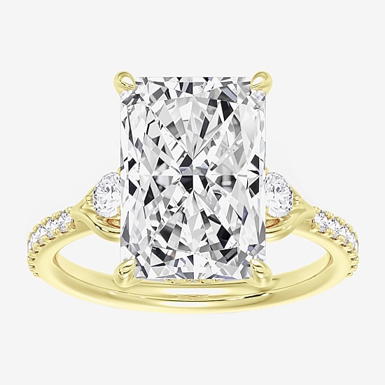 Grown Gorgeous (F / Vs2) Womens 7 Ct.T.W. Lab Grown White Diamond 14K Gold Rectangular Side Stone Engagement Ring