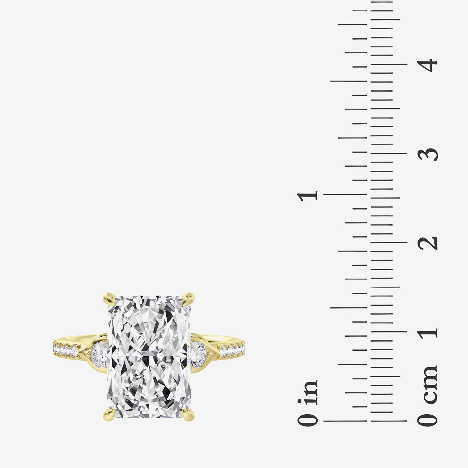 Grown Gorgeous (F / Vs2) Womens 7 Ct.T.W. Lab White Diamond 14K Gold Rectangular Side Stone Engagement Ring