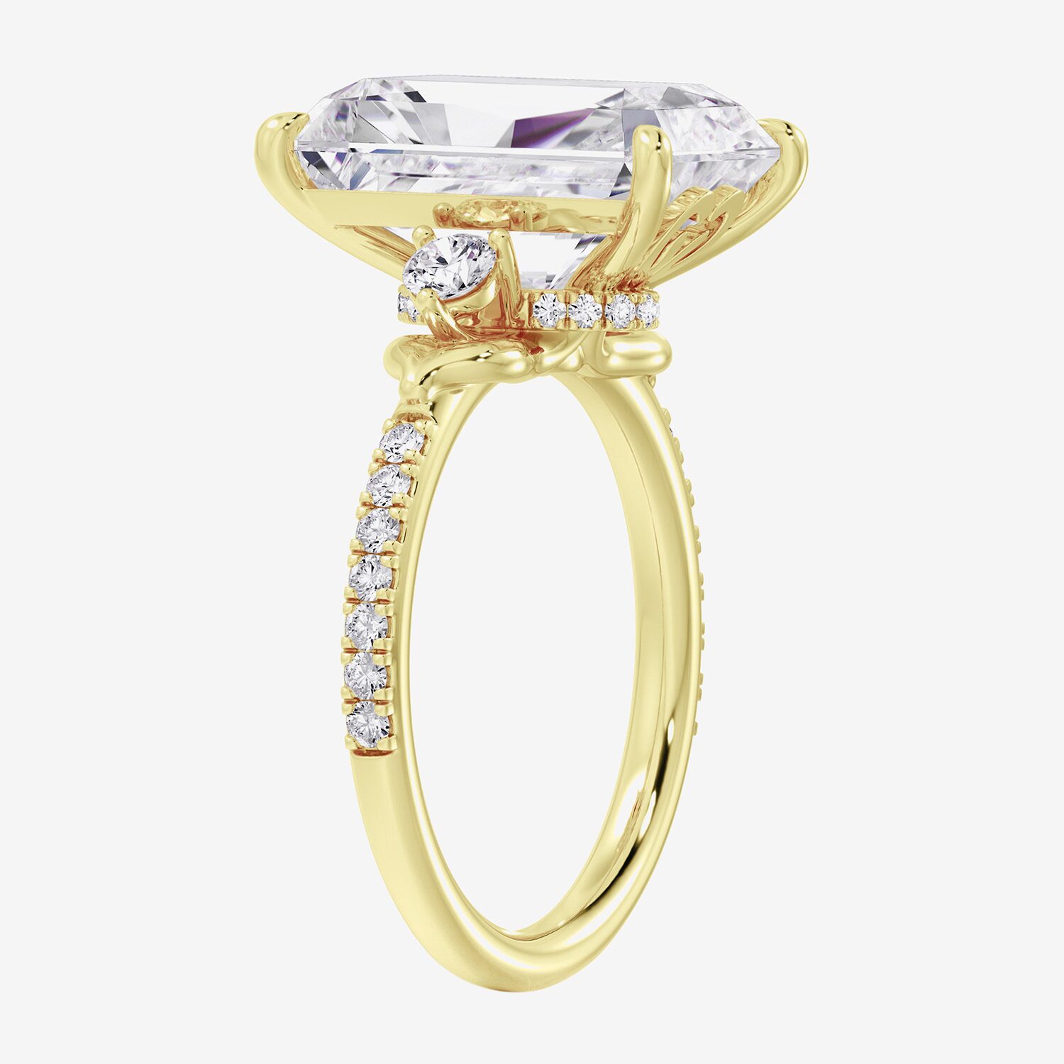 Grown Gorgeous (F / Vs2) Womens 7 Ct.T.W. Lab White Diamond 14K Gold Rectangular Side Stone Engagement Ring