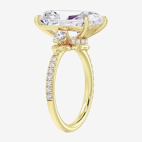 Grown Gorgeous (F / Vs2) Womens 7 Ct.T.W. Lab Grown White Diamond 14K Gold Rectangular Side Stone Engagement Ring