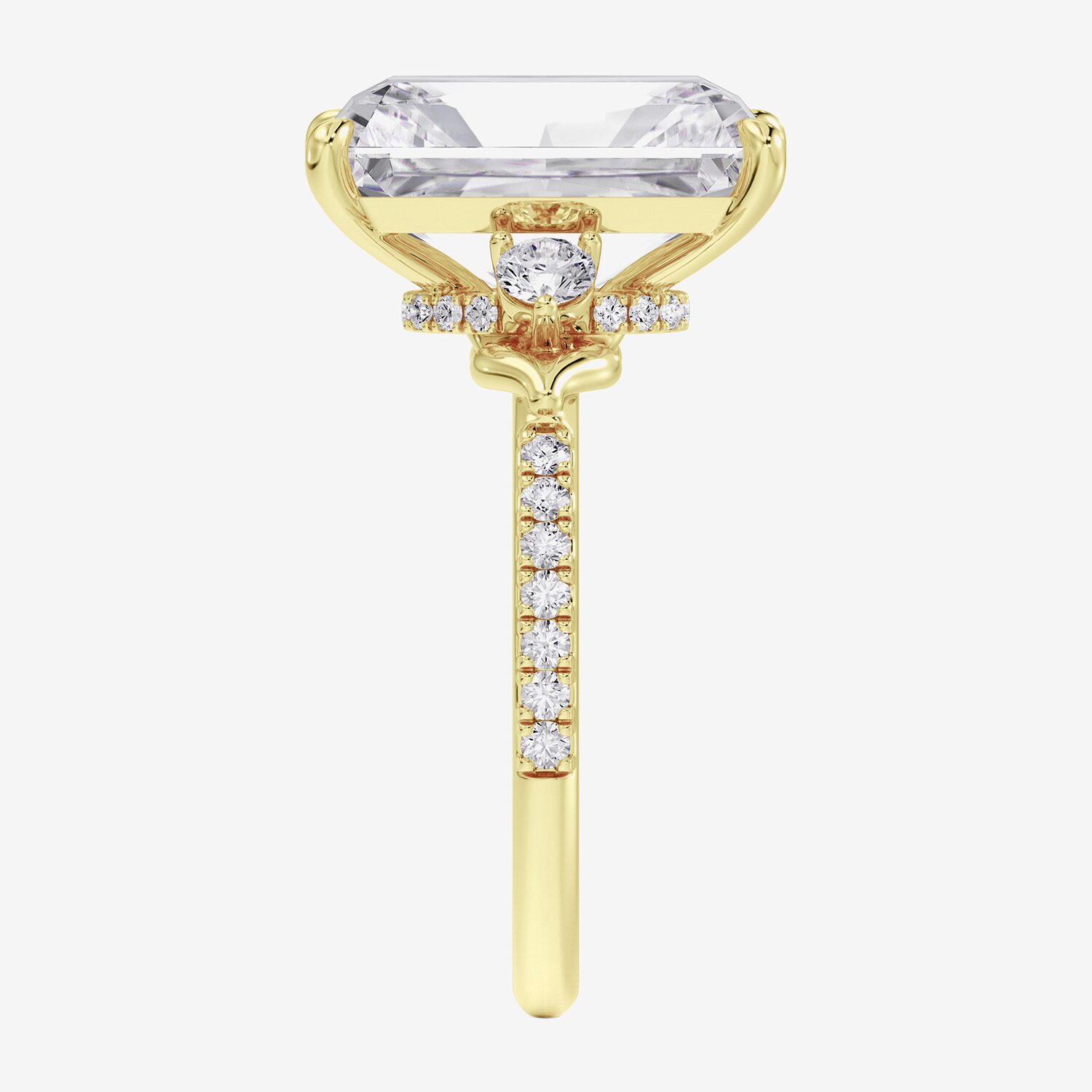 Grown Gorgeous (F / Vs2) Womens 7 Ct.T.W. Lab White Diamond 14K Gold Rectangular Side Stone Engagement Ring