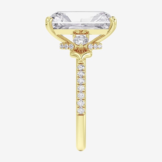 Grown Gorgeous (F / Vs2) Womens 7 Ct.T.W. Lab Grown White Diamond 14K Gold Rectangular Side Stone Engagement Ring