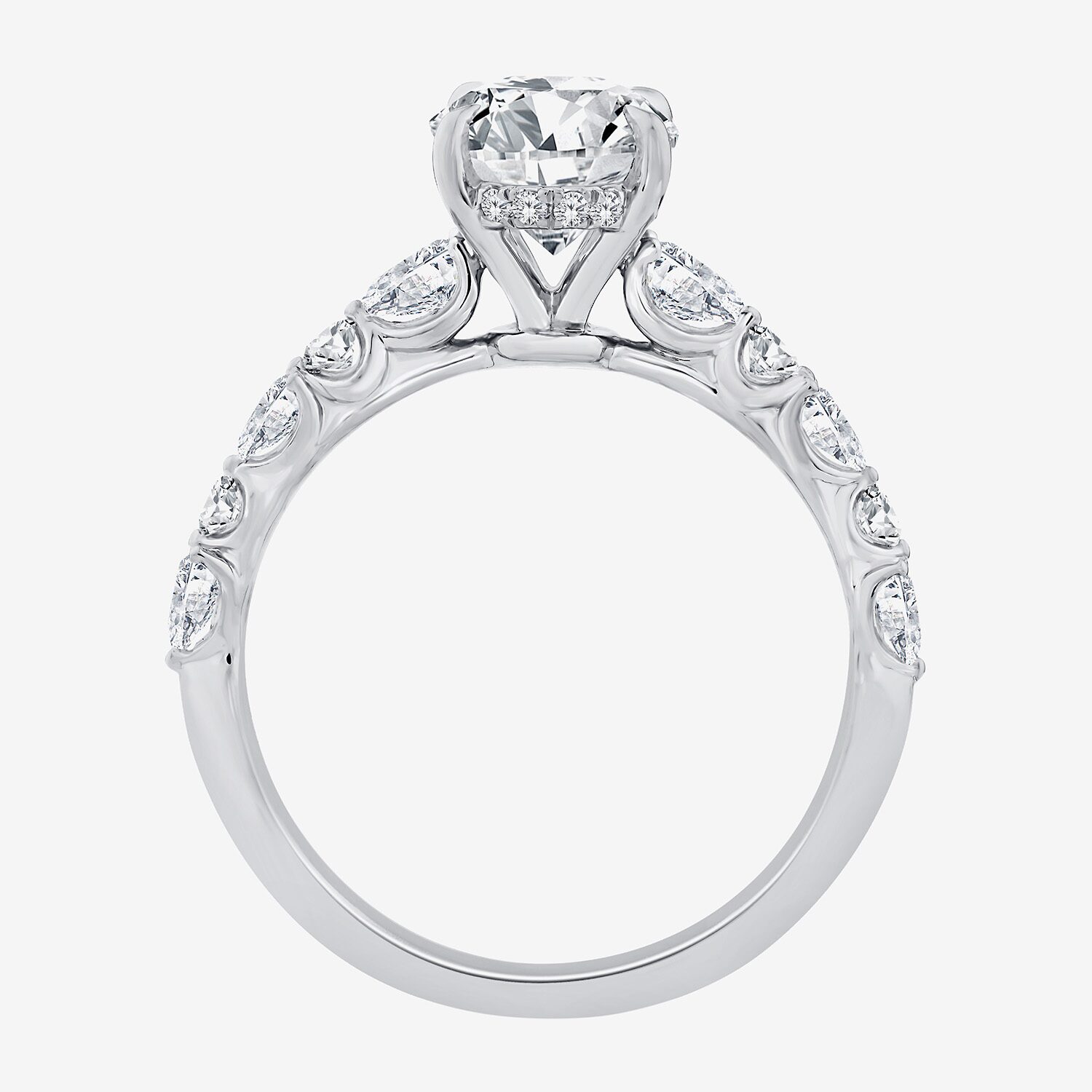 Signature By Modern Bride (F / Vs2) Womens 2 CT. T.W. Lab Grown White Diamond 10K Gold Oval Side Stone Engagement Ring