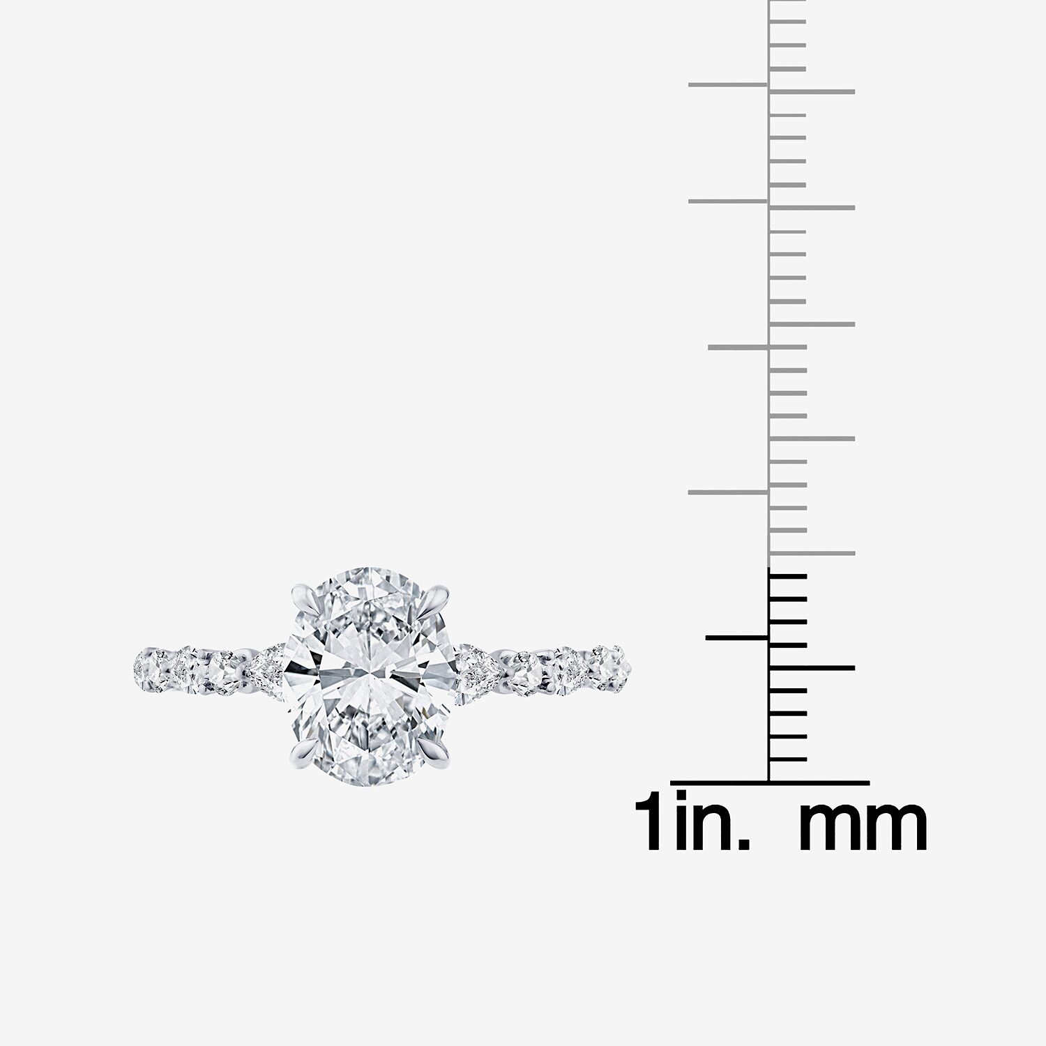 Signature By Modern Bride (F / Vs2) Womens 2 CT. T.W. Lab Grown White Diamond 10K Gold Oval Side Stone Engagement Ring