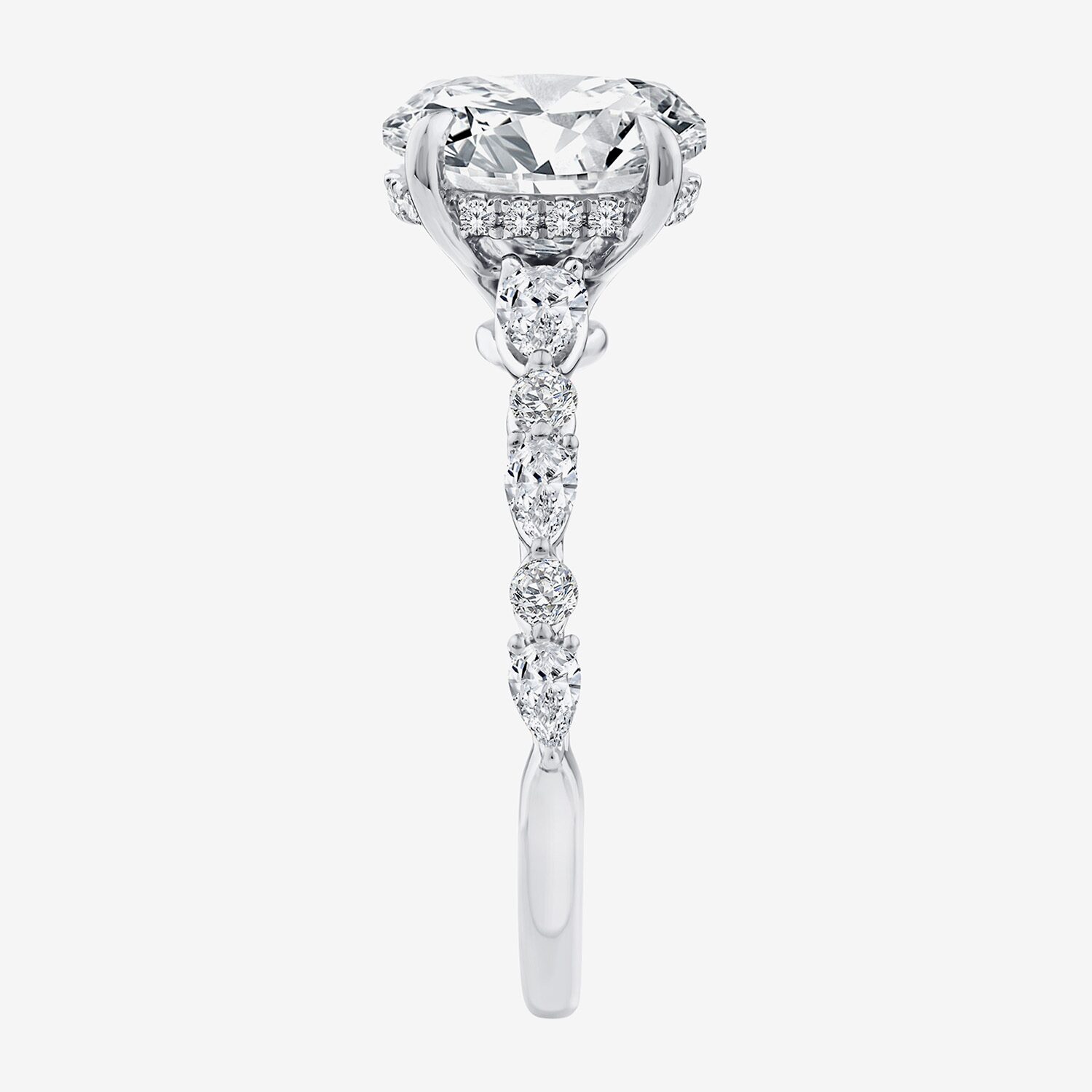 Signature By Modern Bride (F / Vs2) Womens 2 CT. T.W. Lab Grown White Diamond 10K Gold Oval Side Stone Engagement Ring