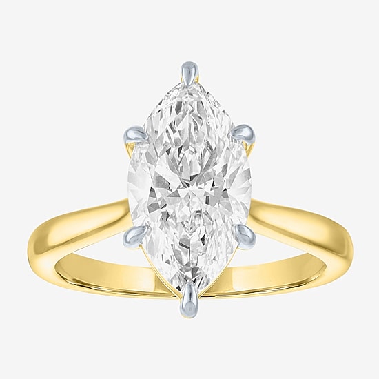 (G / Si1-Si2) Womens 3 CT. T.W. Lab Grown White Diamond Sterling Silver Marquise 3-Stone Engagement Ring