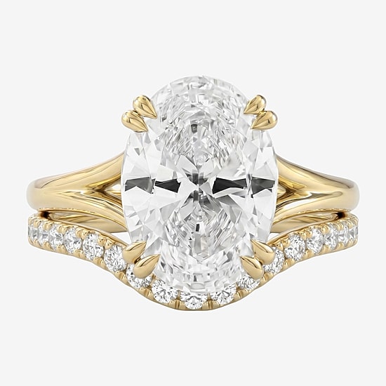 Signature By Modern Bride (F / Si2) Womens 5 1/2 CT. T.W. Lab Grown White Diamond 14K Gold Oval Bridal Set