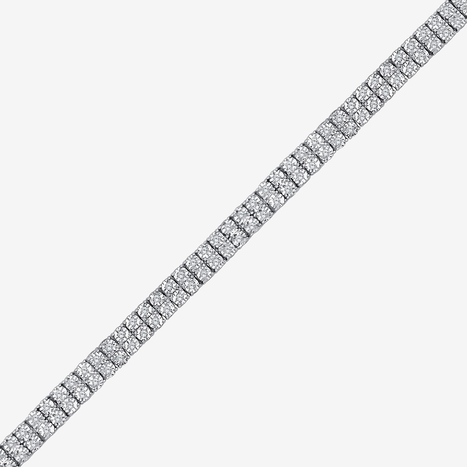 (F / Si2) Womens 2 CT. T.W. Lab Grown White Diamond Sterling Silver 8 Inch Tennis Bracelet