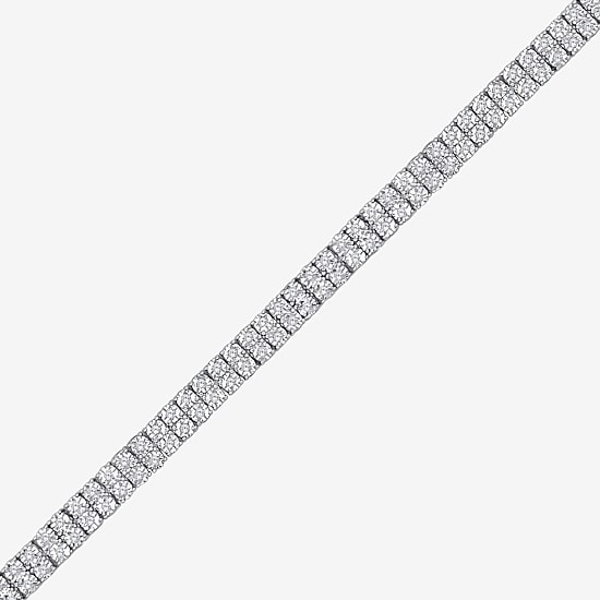 (F / Si2) Womens 2 CT. T.W. Lab Grown White Diamond Sterling Silver 8 Inch Tennis Bracelet