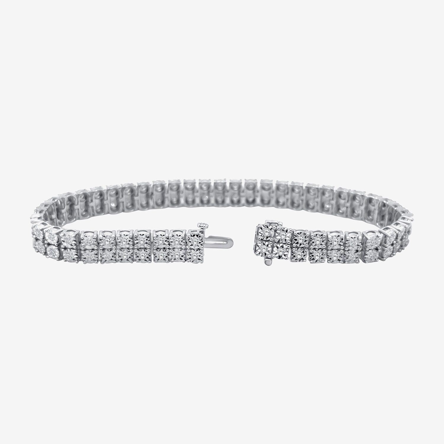 (F / Si2) Womens 2 CT. T.W. Lab Grown White Diamond Sterling Silver 6 1/2 Inch Tennis Bracelet