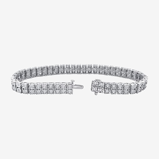 (F / Si2) Womens 2 CT. T.W. Lab Grown White Diamond Sterling Silver 6 1/2 Inch Tennis Bracelet
