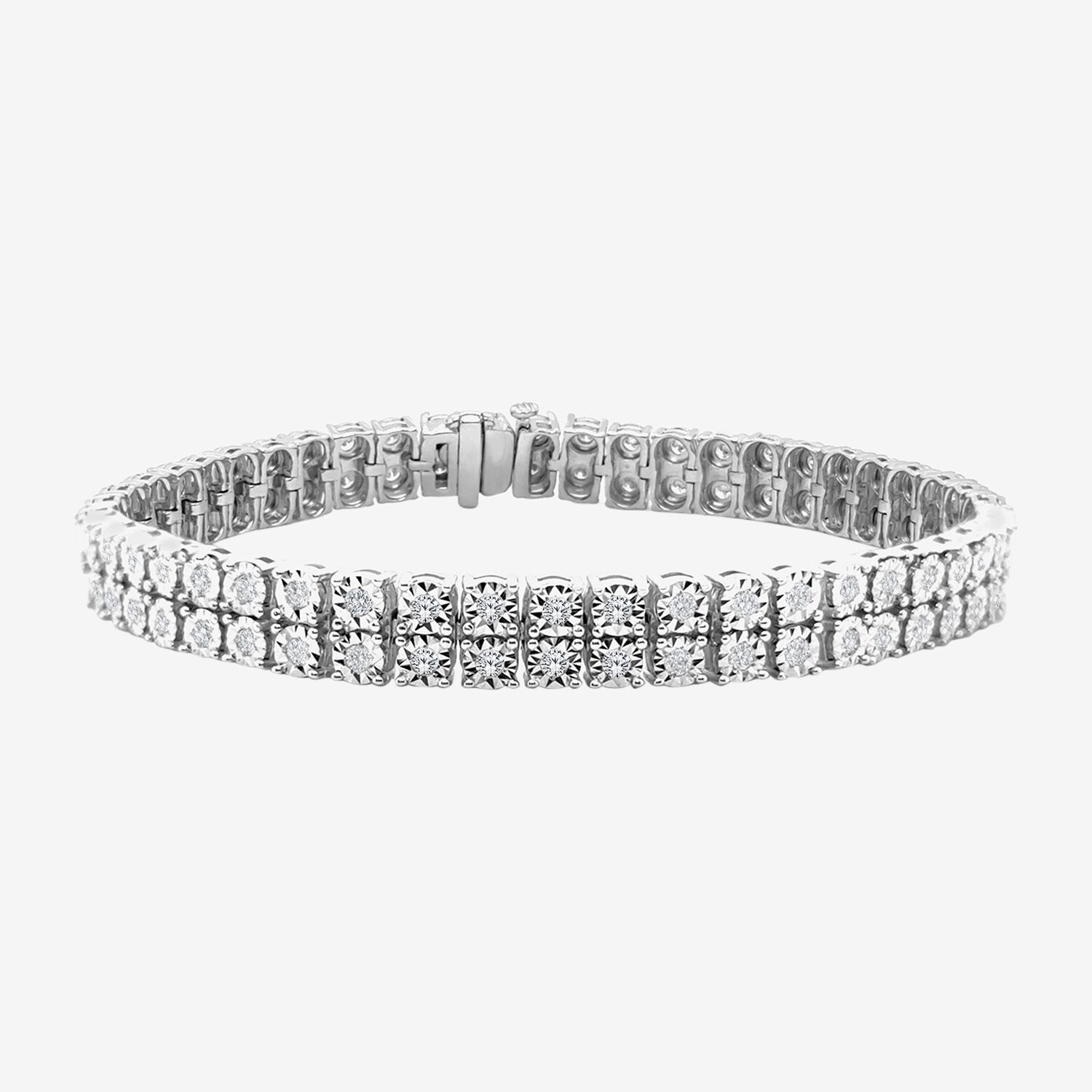 (F / Si2) Womens 2 CT. T.W. Lab Grown White Diamond Sterling Silver 6 1/2 Inch Tennis Bracelet