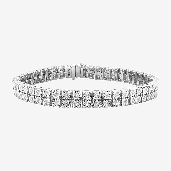 (F / Si2) Womens 2 CT. T.W. Lab Grown White Diamond Sterling Silver 6 1/2 Inch Tennis Bracelet