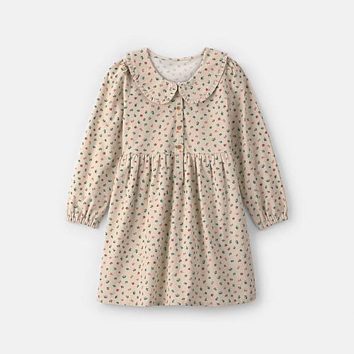 Carter's Little & Big Kid Girls Floral Corduroy Long Sleeve A-line Dress In White