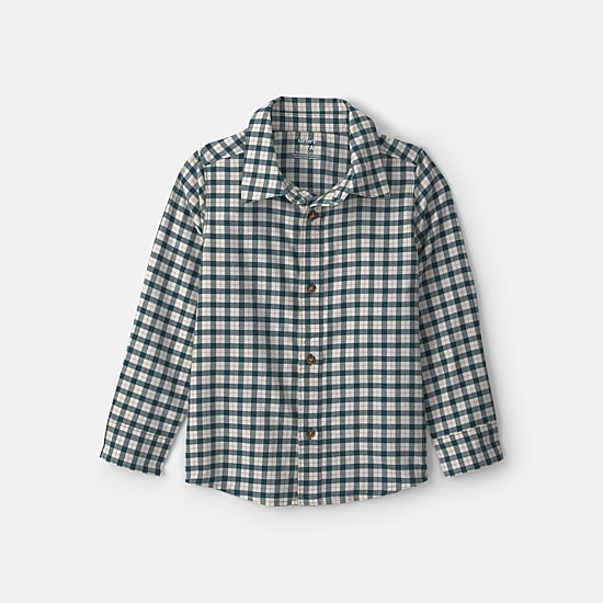 Carter's Little & Big Kid Boys Long Sleeve Cuffed Regular Fit Button-Down Shirt