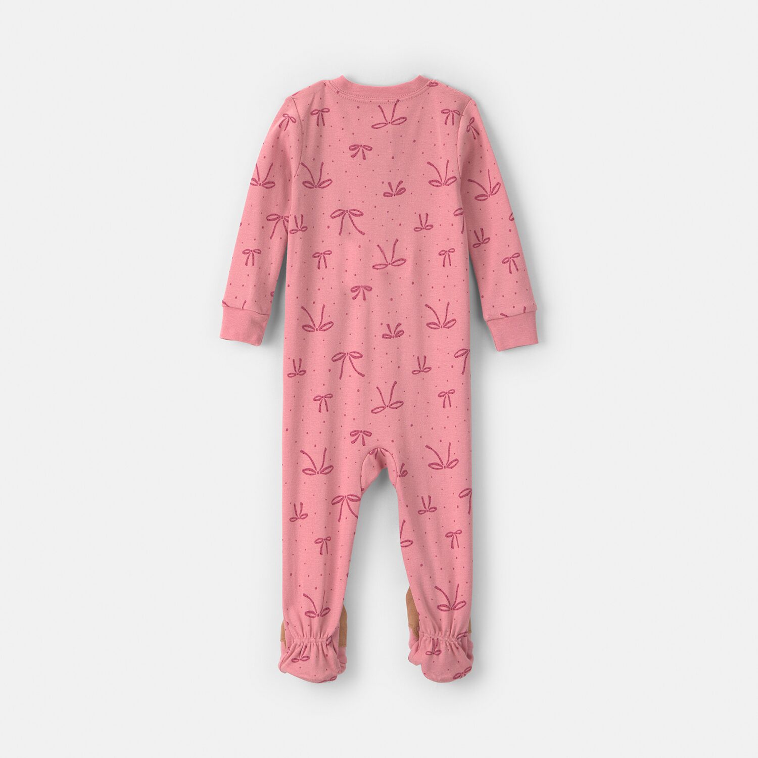 Carter's Bow Toddler Girls Footed Crew Neck Long Sleeve Pajamas