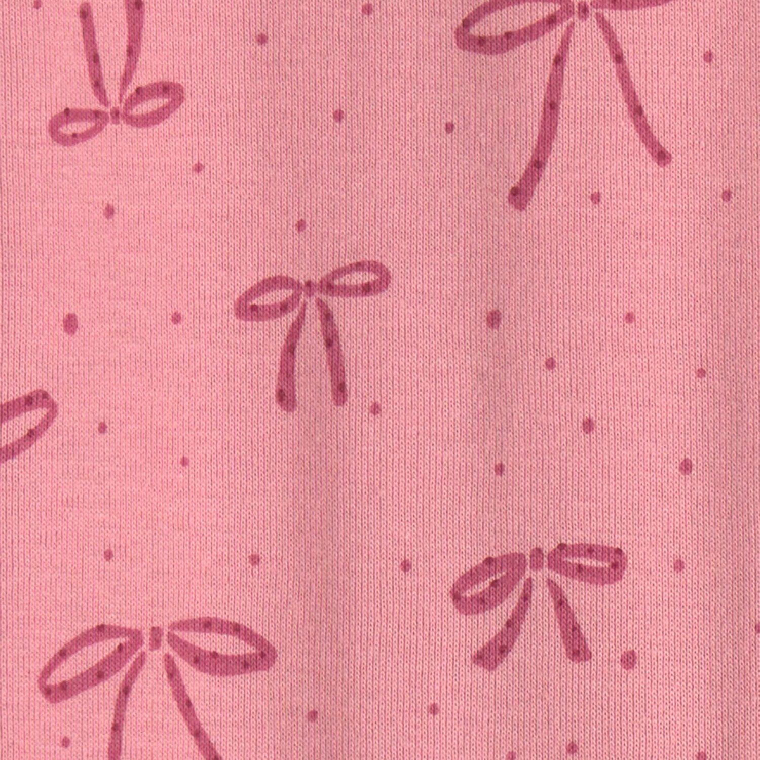 Carter's Bow Toddler Girls Footed Crew Neck Long Sleeve Pajamas