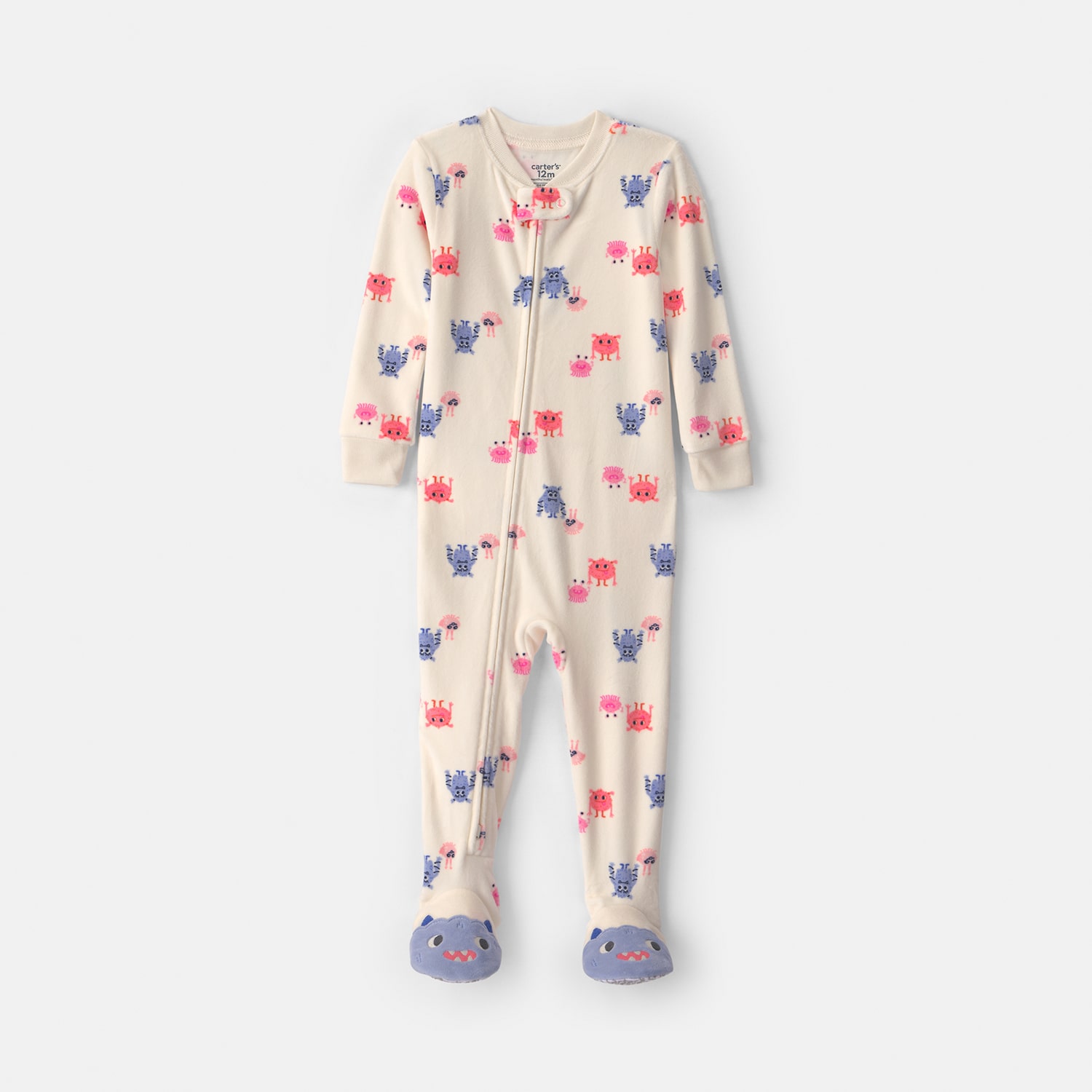 Carter's Dreamplush Monsters Toddler Girls Footed Fleece Crew Neck Long Sleeve Pajamas