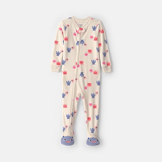 Carter's Dreamplush Monsters Toddler Girls Footed Fleece Crew Neck Long Sleeve Footed Pajamas