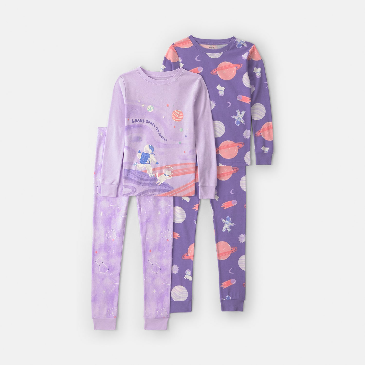 Carter's Little & Big Kid Girls Crew Neck Long Sleeve 4-pc. Pajama Set