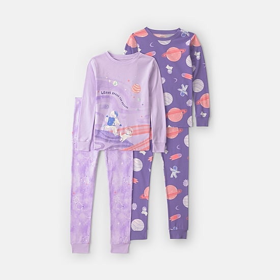Carter's Little & Big Kid Girls Crew Neck Long Sleeve 4-pc. Pajama Set