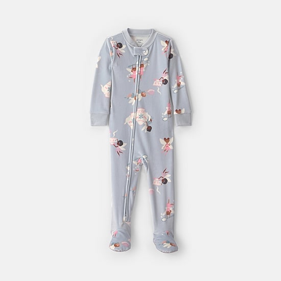 Carter's Dreamplush Fairies Toddler Girls Footed Crew Neck Long Sleeve Footed Pajamas